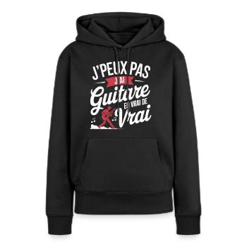 Ich kann keine richtige Gitarre haben - Frauen Premium Bio Hoodie - Schwarz - Vorne - Julia (174cm)