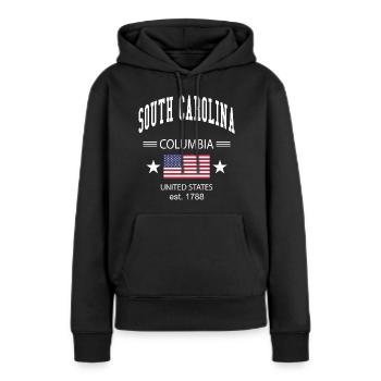 South Carolina - Frauen Premium Bio Hoodie - Schwarz - Vorne - Julia (174cm)