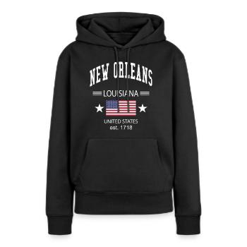 Nouvelle-Orléans - Sweat à capuche Premium bio Femme - noir - Devant - Julia (174cm)