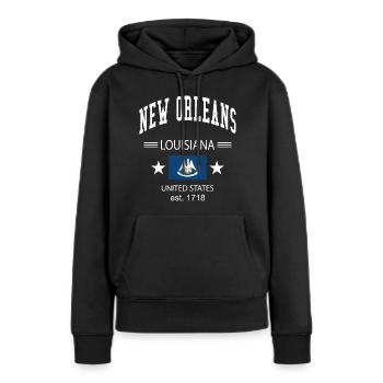 Nouvelle-Orléans - Sweat à capuche Premium bio Femme - noir - Devant - Julia (174cm)
