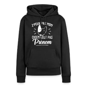 Ich kann nicht mein Hund will keinen Vornamen - Frauen Premium Bio Hoodie - Schwarz - Vorne - Julia (174cm)