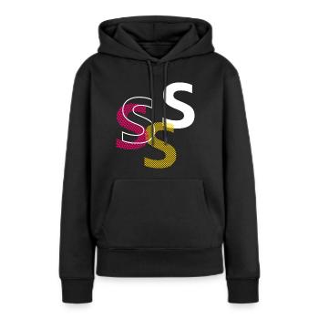 Lettre S - Sweat à capuche Premium bio Femme - noir - Devant - Julia (174cm)
