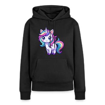 Licorne arc-en-ciel mignonne - Sweat à capuche Premium bio Femme - noir - Devant - Julia (174cm)