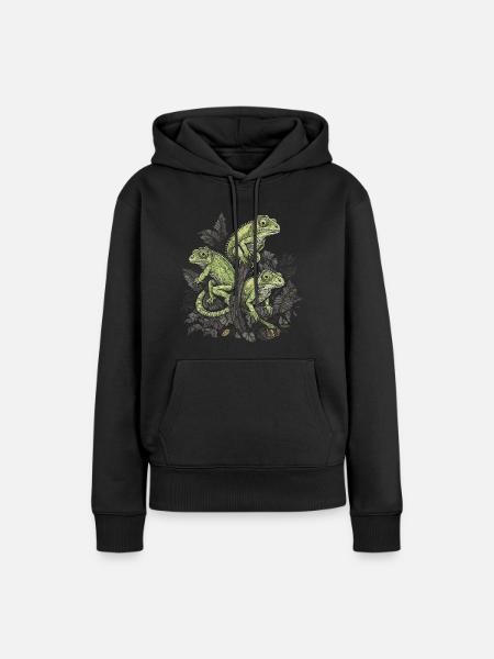 Chamäleons Ast Reptilien Chamäleon - Dame Premium hoodie, økologisk bomuld - sort