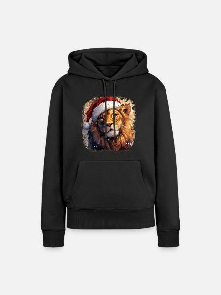 Lion Christmas / Santa Claus Lion - Women’s Premium Organic Hoodie - black
