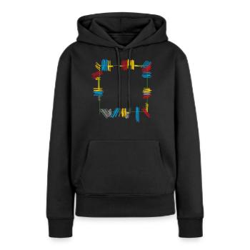 Cadre : Coloré - Sweat à capuche Premium bio Femme - noir - Devant - Julia (174cm)