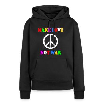Make love not war - Sweat à capuche Premium bio Femme - noir - Devant - Julia (174cm)