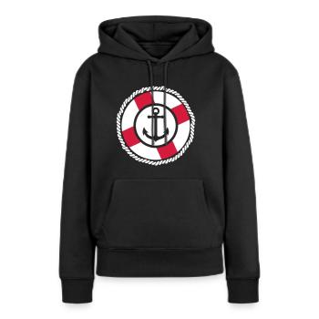 Rettungsring Anker - Frauen Premium Bio Hoodie - Schwarz - Vorne - Julia (174cm)