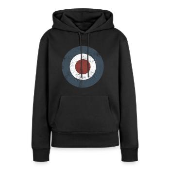 Mod Target bleu vintage - Sweat à capuche Premium bio Femme - noir - Devant - Julia (174cm)