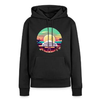 Coucher de soleil Piano Paradise - Sweat à capuche Premium bio Femme - noir - Devant - Julia (174cm)