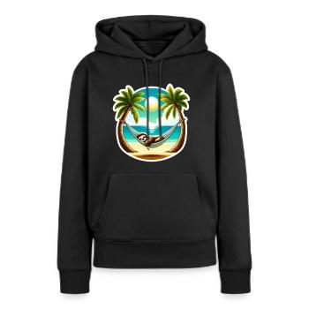 Faultier liegt in einer Hängematte - Frauen Premium Bio Hoodie - Schwarz - Vorne - Julia (174cm)