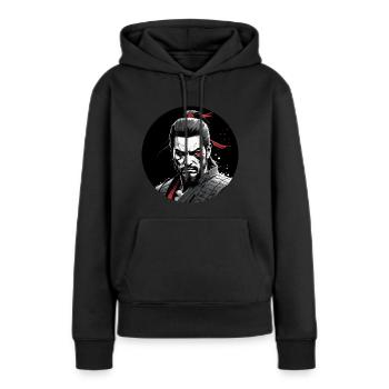 Samouraï féroce - Sweat à capuche Premium bio Femme - noir - Devant - Julia (174cm)