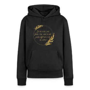 "T-shirt réalité différente" - Sweat à capuche Premium bio Femme - noir - Devant - Julia (174cm)