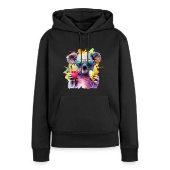 Bunter cooler Koala Sonnenbrille Party Cocktails - Frauen Premium Bio Hoodie - Schwarz - Vorne - Julia (174cm)
