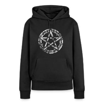 Zerrissenes Pentagramm Okkultes Zeichen - Frauen Premium Bio Hoodie - Schwarz - Vorne - Julia (174cm)