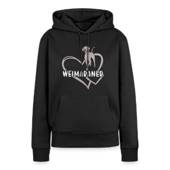 Coeur de braque de Weimar - Sweat à capuche Premium bio Femme - noir - Devant - Julia (174cm)