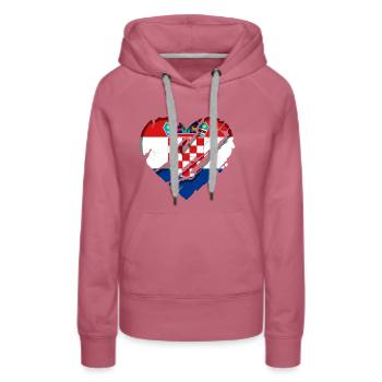 Croatie drapeau mer Adriatique Zagreb drapeau croate coeur - Sweat à capuche Premium bio Femme - mauve - Devant - Isabella (175cm)