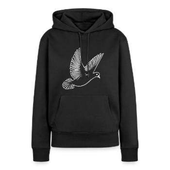 Pigeon volant sur de larges ailes - Sweat à capuche Premium bio Femme - noir - Devant - Julia (174cm)