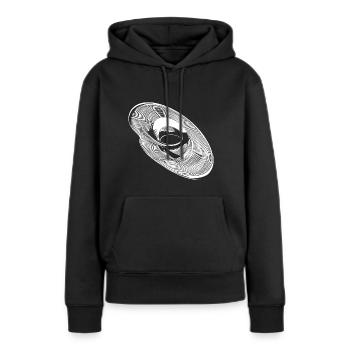 Ellipses de cercle géométrique Lignes paraboles - Sweat à capuche Premium bio Femme - noir - Devant - Julia (174cm)