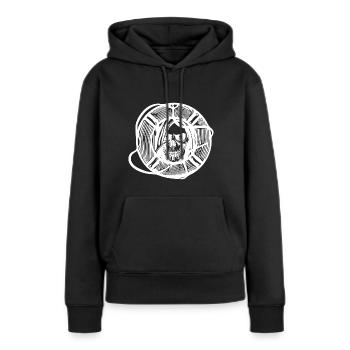 Rettungsring mit Totenkopf Bademeister Gesicht - Frauen Premium Bio Hoodie - Schwarz - Vorne - Julia (174cm)