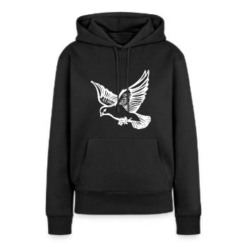 Pigeon volant sur de grandes ailes larges - Sweat à capuche Premium bio Femme - noir - Devant - Julia (174cm)