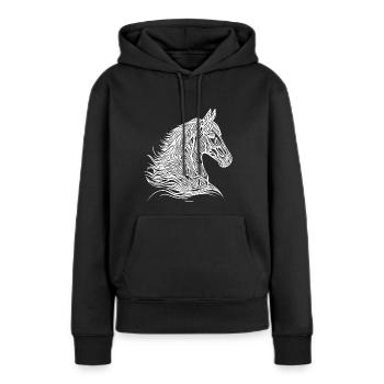 Etalon élégant avec une belle crinière de tatouage - Sweat à capuche Premium bio Femme - noir - Devant - Julia (174cm)