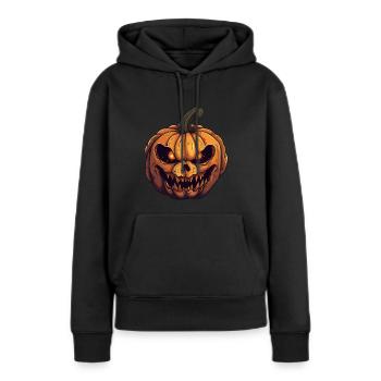 Böses Kürbis Gesicht - grinsendes Halloweenkostüm - Frauen Premium Bio Hoodie - Schwarz - Vorne - Julia (174cm)