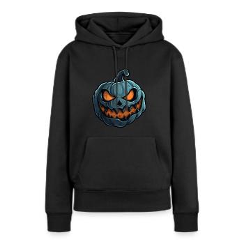 Grinsendes Kürbis Gesicht - Kürbis Halloween - Frauen Premium Bio Hoodie - Schwarz - Vorne - Julia (174cm)