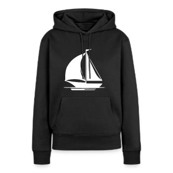 Voilier avec mât, voiles et pavillon - Sweat à capuche Premium bio Femme - noir - Devant - Julia (174cm)
