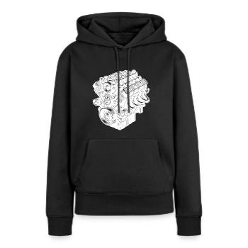 Bloc moteur cylindre ventilateur moteur - Sweat à capuche Premium bio Femme - noir - Devant - Julia (174cm)