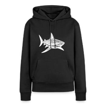 Großer Vintage Tigerhai Hai Lieblingstier - Frauen Premium Bio Hoodie - Schwarz - Vorne - Julia (174cm)