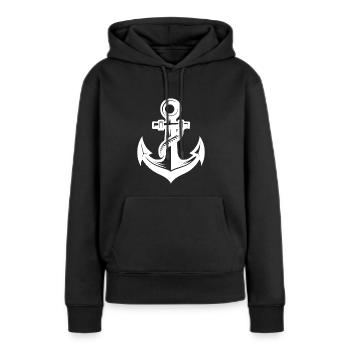 Anker mit Seil Tau um das Eisen - Frauen Premium Bio Hoodie - Schwarz - Vorne - Julia (174cm)