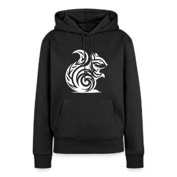 Süsses kleines Baby Eichhörnchen in Tattoo Style - Frauen Premium Bio Hoodie - Schwarz - Vorne - Julia (174cm)