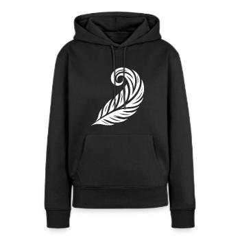 Geschwungene Tinten Feder - Frauen Premium Bio Hoodie - Schwarz - Vorne - Julia (174cm)