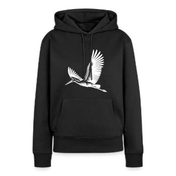 Cigogne volante sur de larges ailes - Sweat à capuche Premium bio Femme - noir - Devant - Julia (174cm)
