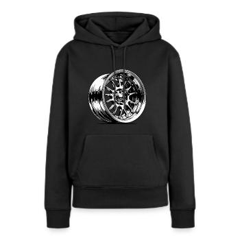 Jante de voiture en aluminium élégante et sportive - Sweat à capuche Premium bio Femme - noir - Devant - Julia (174cm)