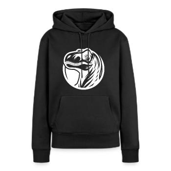 Style de logo Raptor souriant - Sweat à capuche Premium bio Femme - noir - Devant - Julia (174cm)