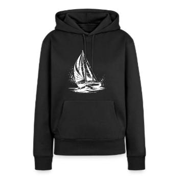 Voilier chic sous voile éclaboussure houle - Sweat à capuche Premium bio Femme - noir - Devant - Julia (174cm)