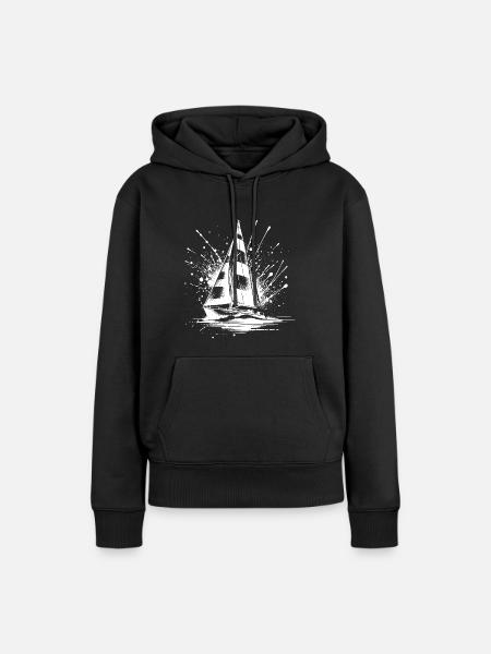 Segelboot mit Wellengang Splash Optik - Frauen Premium Bio Hoodie - Schwarz