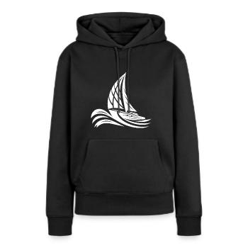 Sportliches Segelboot bei schwerem Wellengang - Frauen Premium Bio Hoodie - Schwarz - Vorne - Julia (174cm)