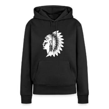 Kraftvoller Krieger mit prächtigem Kopfschmuck - Frauen Premium Bio Hoodie - Schwarz - Vorne - Julia (174cm)