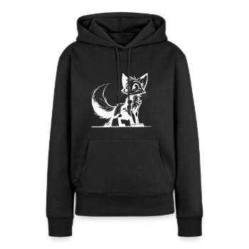 Sympathique Clever Fox Stroke Dessin - Sweat à capuche Premium bio Femme - noir - Devant - Julia (174cm)