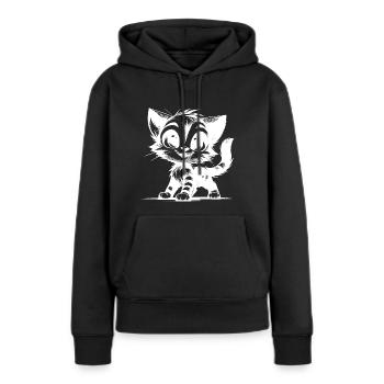 Knuddeliges Katzen Stubentiger Baby Zeichnung - Frauen Premium Bio Hoodie - Schwarz - Vorne - Julia (174cm)