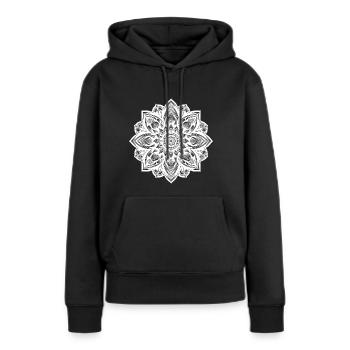 Fleurs Mandala Yoga et Sérénité Design - Sweat à capuche Premium bio Femme - noir - Devant - Julia (174cm)