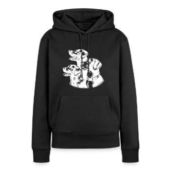 Kleines Hunde Rudel als Porträt - Frauen Premium Bio Hoodie - Schwarz - Vorne - Julia (174cm)