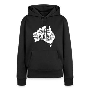 Continent australien avec visage et yeux - Sweat à capuche Premium bio Femme - noir - Devant - Julia (174cm)