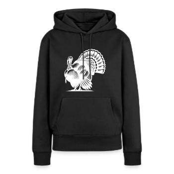 Grande dinde au plumage énorme - Sweat à capuche Premium bio Femme - noir - Devant - Julia (174cm)
