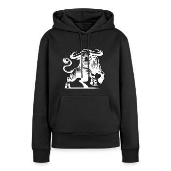 Taureau fort maléfique avec d’énormes cornes - Sweat à capuche Premium bio Femme - noir - Devant - Julia (174cm)