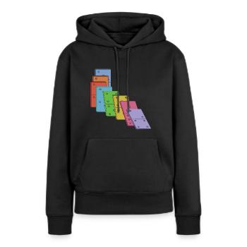 Stapel von Dominosteinen Domino Set / Dominos - Frauen Premium Bio Hoodie - Schwarz - Vorne - Julia (174cm)