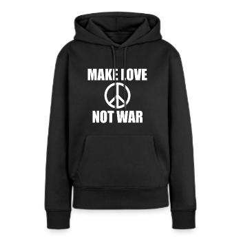 Make love not war - Sweat à capuche Premium bio Femme - noir - Devant - Julia (174cm)